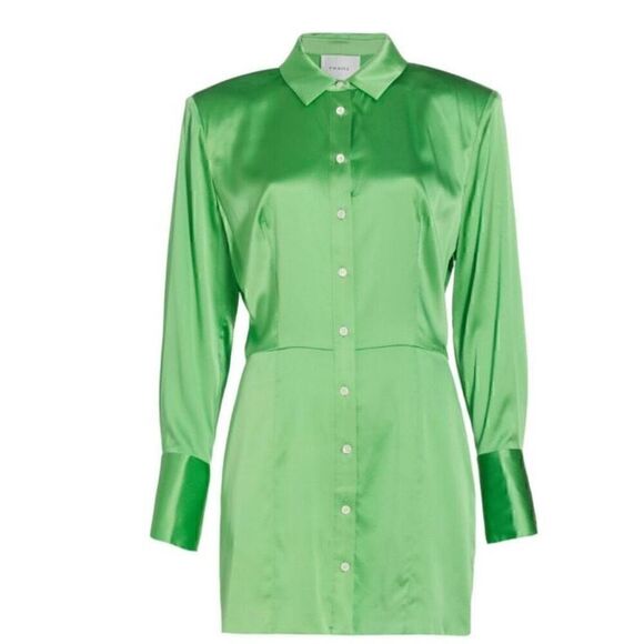 NWT Frame Strong Shoulder Silk Blend Mini Dress - Picture 1 of 10